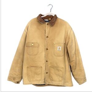 Vtg 90s Carhartt Men's Tan and Brown Jacket
